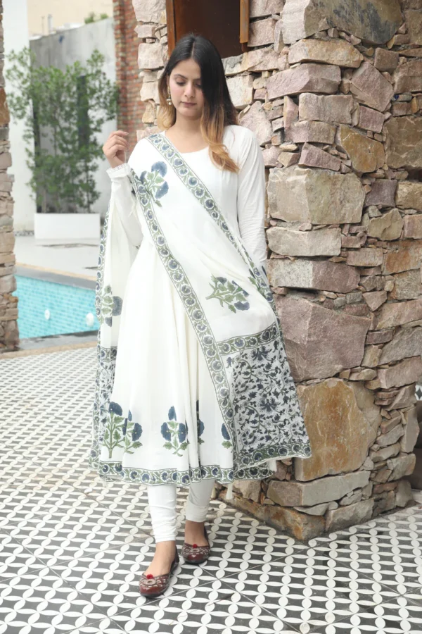 Negchar Blue Buta Anarkali Set of 3 by Urban India Trends Negchar Blue Buta Anarkali Set of 3 by Urban India Trends