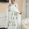 Negchar green leaf Handblock print tire anarkali set Set of 3