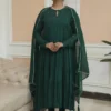 Negchar Solid Green Tire Anarkali Set Set of 3