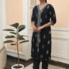 Negchar Black Border Straight Kurta Set
