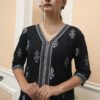 Negchar Black Border Straight Kurta Set