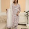 Negchar Chooti Buti Handblock Print Straight Kurta set Of three