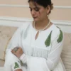 Negchar -green leaf Handblock print tire anarkali set Set of 3