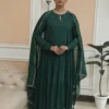 Negchar Solid Green Tire Anarkali Set Set of 3