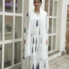 Negchar-Blue leaf Handblock tire anarkali set