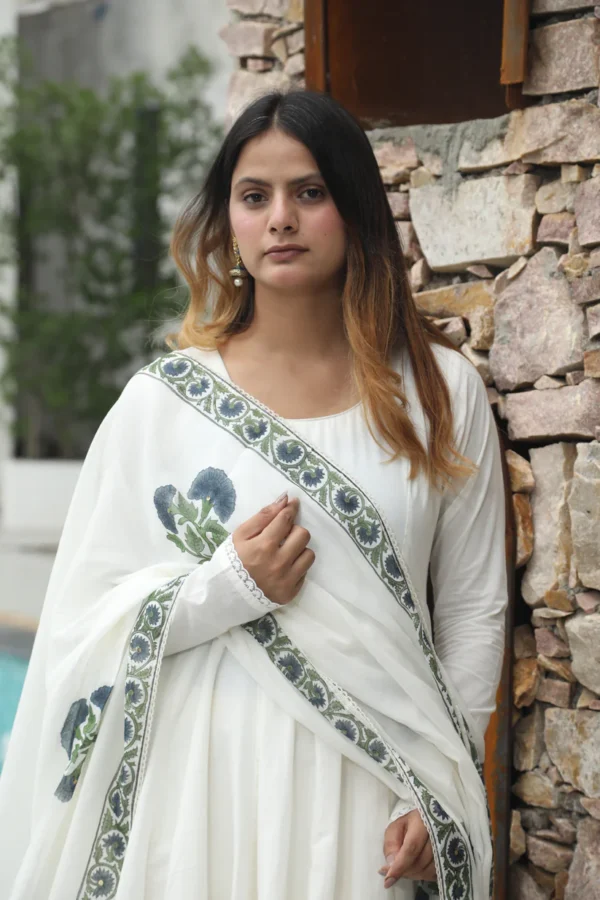 3 Negchar Blue Buta Anarkali Set of 3 by Urban India Trends