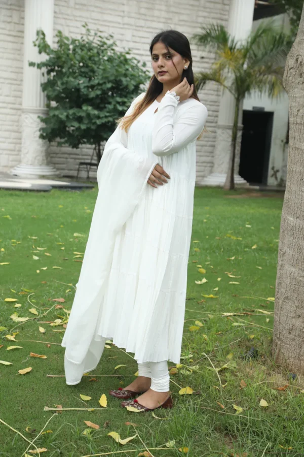 3 Negchar White Tire Anarkali set Set of 3