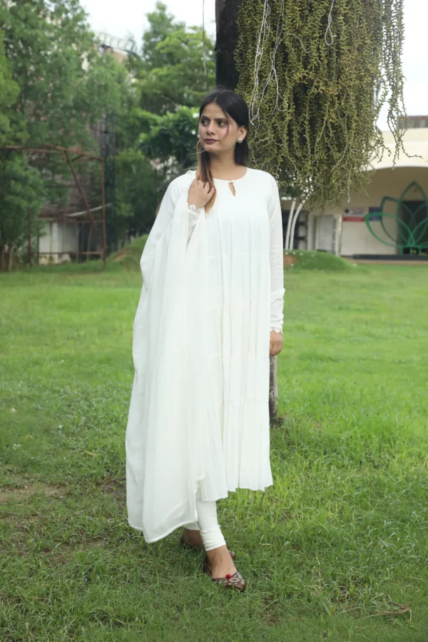 4 Negchar White Tire Anarkali set Set of 3