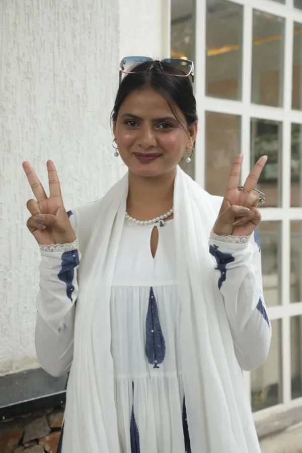 4 Negchar-Blue leaf Handblock tire anarkali set