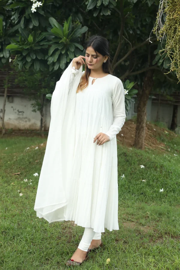5 Negchar White Tire Anarkali set Set of 3