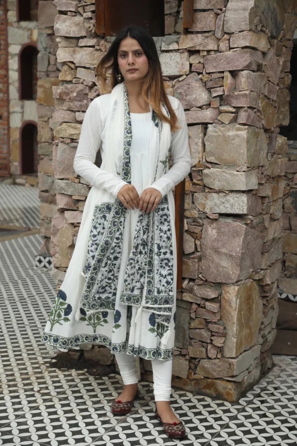 5 Negchar Blue Buta Anarkali Set of 3 by Urban India Trends