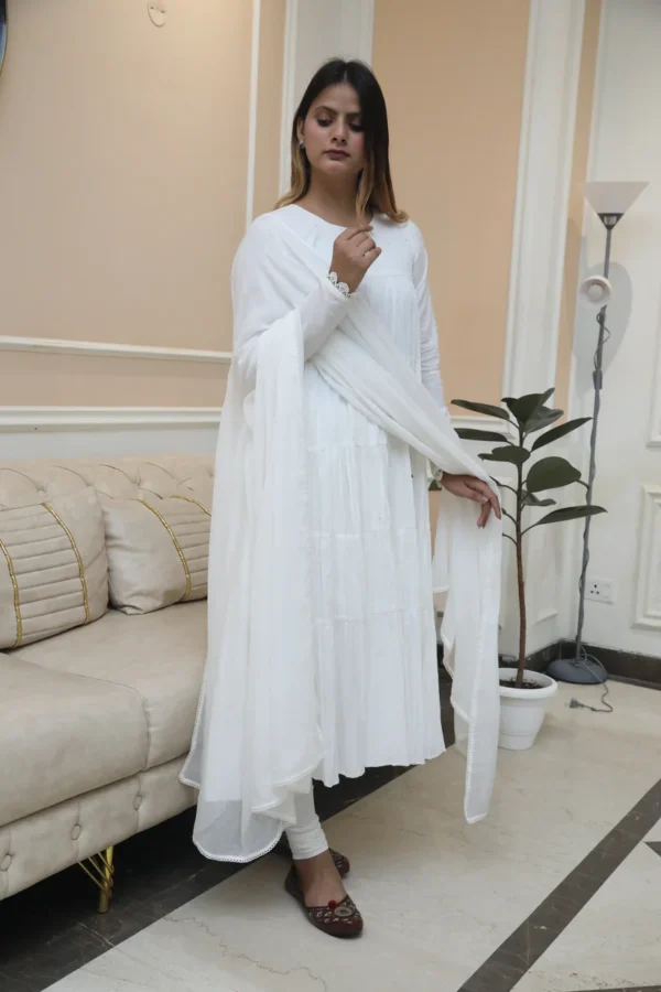 6 Negchar White Tire Anarkali set Set of 3