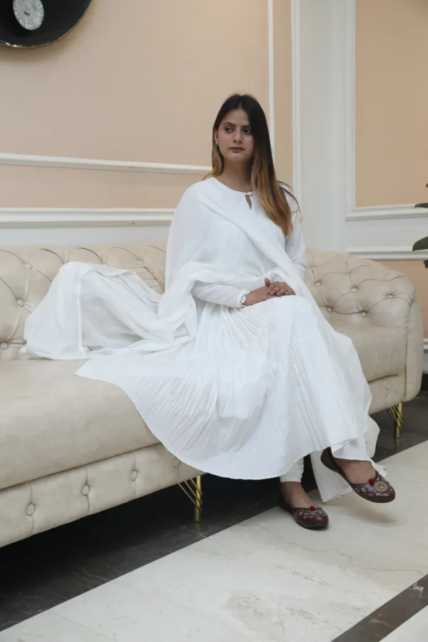 7 Negchar White Tire Anarkali set Set of 3