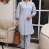 Negchar Striped Linen Kurta with Parallel Pajama Set
