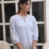 Negchar Striped Linen Kurta with Parallel Pajama Set